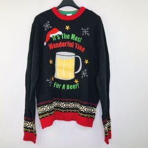 Holiday Classics XL Ugly Christmas Sweater The Most Wonderful Time For A Beer